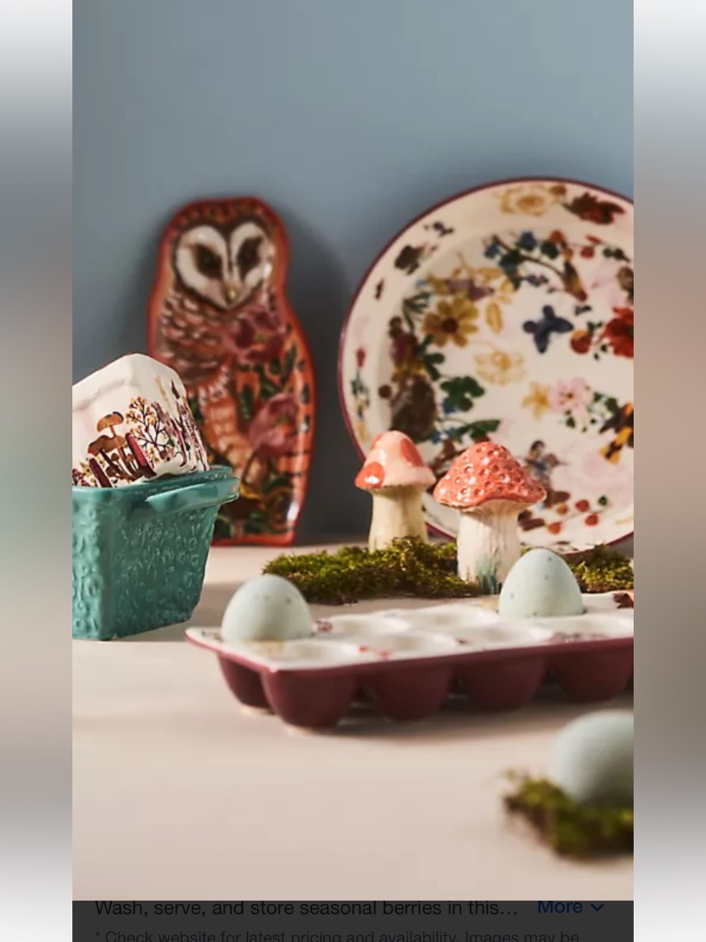 EUC ANTHROPOLOGIE NATHALIE LETE 2023 BERRY BASKET AND EGG CARTON SET🧁🍓🍉🫜🥚🍯🍁🍄🌺🌷🌿
